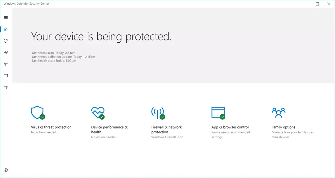 Windows Defender Security Center