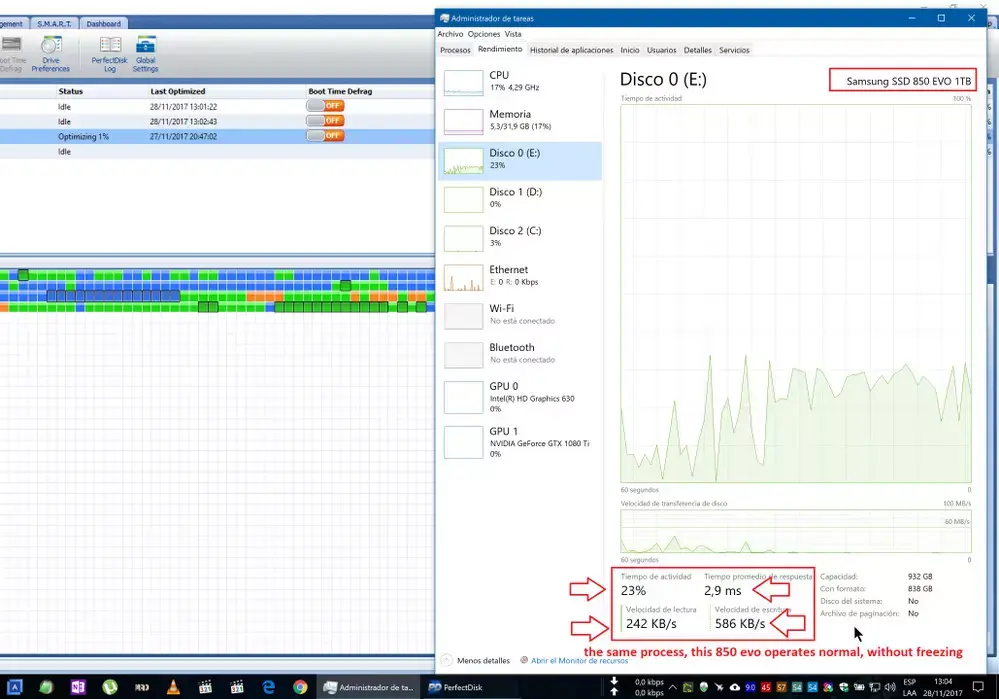A hiba 850 Evo meghajtónál nem jelentkezik Perfect Disk alatt