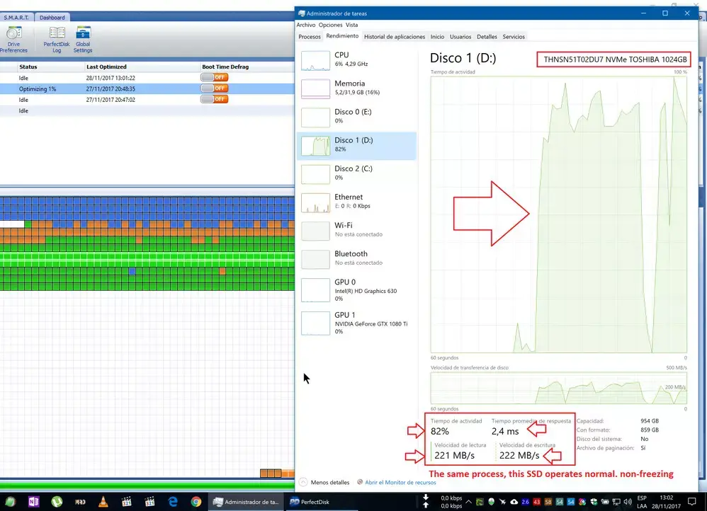 A hiba Toshiba SSD-nél sem jelentkezik Perfect Disk alatt
