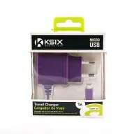 KSIX Micro USB hálózati töltő 1A lila