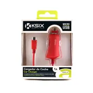 KSIX Micro USB 1A autós töltő piros
