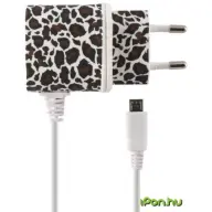 KSIX Micro USB hálózati töltő 1A leopárd fehér