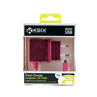 KSIX Micro USB hálózati töltő 1A zebra rózsaszín