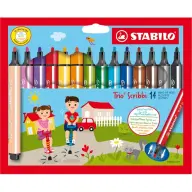 STABILO Filctoll készlet 1.5-2 mm rugós hegy Trio Scribbi 14 különböző szín