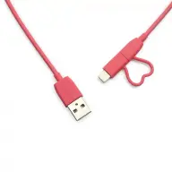 GGMM USB Lightning és Micro USB Töltő/adatkábel Piros 1m GGMM-AC-11
