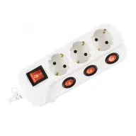 SOMOGYI ELECTRONIC NVK 03K-3/WH/1.5 Hálózati elosztó 3 aljzat külön kapcsolós 3 m fehér