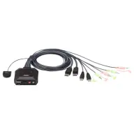 ATEN 2-Port USB DisplayPort Cable KVM Switch with Remote Port Selector CS22DP