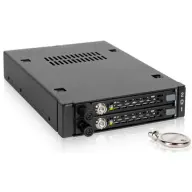 ICYDOCK MB492SKL-B - Industrial Rugged Full Metal 2 x 2.5” SATA/SAS HDD & SSD Mobile Rack for External 3.5" Drive Bay