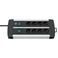 BRENNENSTUHL Premium-Alu-Line Technics extension socket 8-way Duo black 3m H05VV-F 3G1.5 with every 4 sockets switched