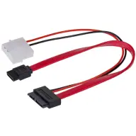 AKYGA SATA + napajanje SATA + Molex adapter rdeč 20cm AK-CA-45