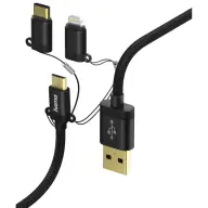 HAMA USB Lightning + Micro USB + USB Type C transformator Crno 1m 183348