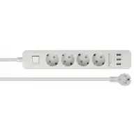 DELOCK 4-outlet power strip 3 x USB 1.5m white