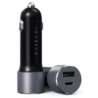 SATECHI Autós töltő USB+USB-C PD 72W asztro szürke