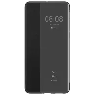 HUAWEI P40 HUAWEI tok álló bőr hatású aktív FLIP Smart View Cover FEKETE