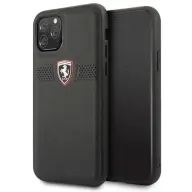 FERRARI Koža pozadina case reljefni lukacsos traka Ferrari Off Track Logo iPhone 11 Pro crno
