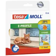 TESA Door and ablaktömítő ribbon 9 mm x 6 m "tesamoll® E profil" white