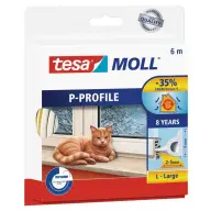 TESA Door and ablaktömítő ribbon 9 mm x 6 m "tesamoll® P profil" white