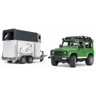 BRUDER Land Rover Defender lószállító trailerrrel