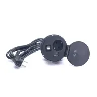 TOO GPS-105-1B süllyesztett hálózati elosztó 2x USB fekete