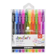 ZEBRA Doodlerz Neon & Fashion kupakos zseléstoll készlet 0.33mm 10 darabos vegyes szín