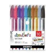 ZEBRA Doodlerz Glitter kupakos zseléstoll készlet 0.33 mm 10 darabos csillogó vegyes szín
