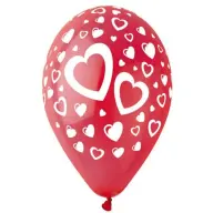 Léggömb 30 cm red hearts