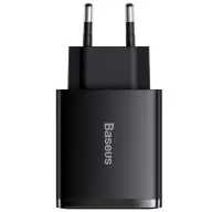 BASEUS Compact Quick Charger 2xUSB USB-C PD 3A 30W crno