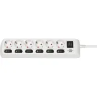 BRENNENSTUHL Extension lead individually switchable 6-way 2m H05VV-F 3G1.5 white