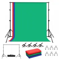 PULUZ PKT5204 szett / állvány fényképes hátterek rögzítéséhez 2x2m + fotóhátterek