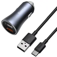 BASEUS Golden Contactor Pro Autofahrer Ladegerät 2xUSB 40W + USB-C Kabel grau