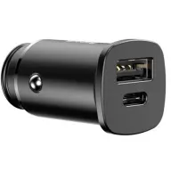 BASEUS Square Auto- Ladegerät 30W 1xUSB QC4.0 1xUSB-C PD3.0 schwarz