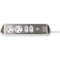BRENNENSTUHL 1153590420 Distributer 4 podloška 2x USB 2m bijelo-srebrna