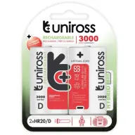UNIROSS Hybrio góliát akkumulátor (D) 3000mAh 2db