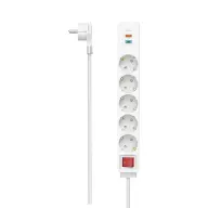 HAMA 223186 Elosztó 5 aljzat 2x USB 1.4m fehér kapcsolós