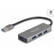 DELOCK Oldalán 4 A-típusú USB csatlakozó felülettel rendelkező 3.2 Gen 1 hub A-típusú USB csatlakoztatóval