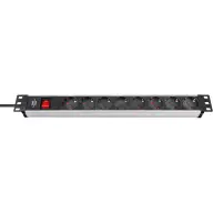 BRENNENSTUHL 1390007018 Alu-Line 19" Elosztó 8 aljzat 2m fekete-ezüst kapcsolós