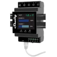 SHELLY Pro 4 Dual Cover / Shutter PM motoros redőny vezérlésére szolgáló WiFi + Ethernet + Bluetooth okosrelé fekete