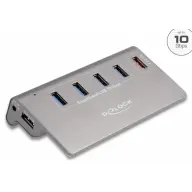 DELOCK USB 10 Gbps Hub 4 A-típusú USB porttal + 1 gyorstöltő porttal beleértve a tápellátást