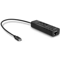 LINDY 43249 USB-C 3.0 UTP Átalakító 1Gbps 3x USB-A fekete