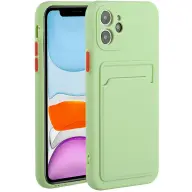 WOOZE Card Slot szilikon tok kártyatartóval Apple iPhone 15 Pro világoszöld