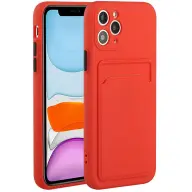 WOOZE Card Slot szilikon tok kártyatartóval Apple iPhone 15 Pro piros