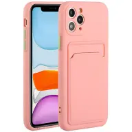 WOOZE Card Slot szilikon tok kártyatartóval Apple iPhone 15 Plus rózsaszín