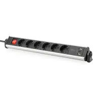 DIGITUS DA-70624 Verteiler 6 alzat 3x USB 1.5m schwarz und silber Schalter