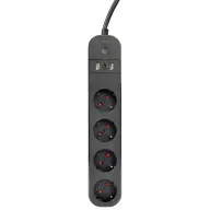 GEMBIRD TSL-PS-S4U-01 Razdjelnik 4 utičnice 2x USB 1.5m crni s prekidačem