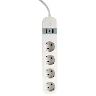 GEMBIRD TSL-PS-S4U-01-W Razdjelnik s 4 utičnice 2x USB 1.5m bijeli s prekidačem