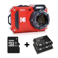 KODAK Pixpro WPZ2 vízálló/porálló/ütésálló digitális fényképezőgép piros + 2db akku 16gb micro sd