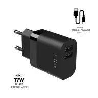 FIXED Dual USB Travel Charger + USB/micro USB Cable 17W black