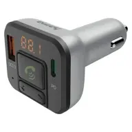 HAMA Bluetooth FM-Sender / Zigarettenanzünder Ladegerät - USB +Type-C + MP3 + Kartenleser + PD + QC 3.0 - Silber schwarz