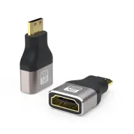 PREMIUMCORD HDMI 2.1 Mini HDMI Transformator Schwarz und Grau 3cm KPHDMA-43