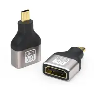 PREMIUMCORD HDMI 2.1 Micro HDMI Transformator Schwarz und Grau 3cm KPHDMA-44
